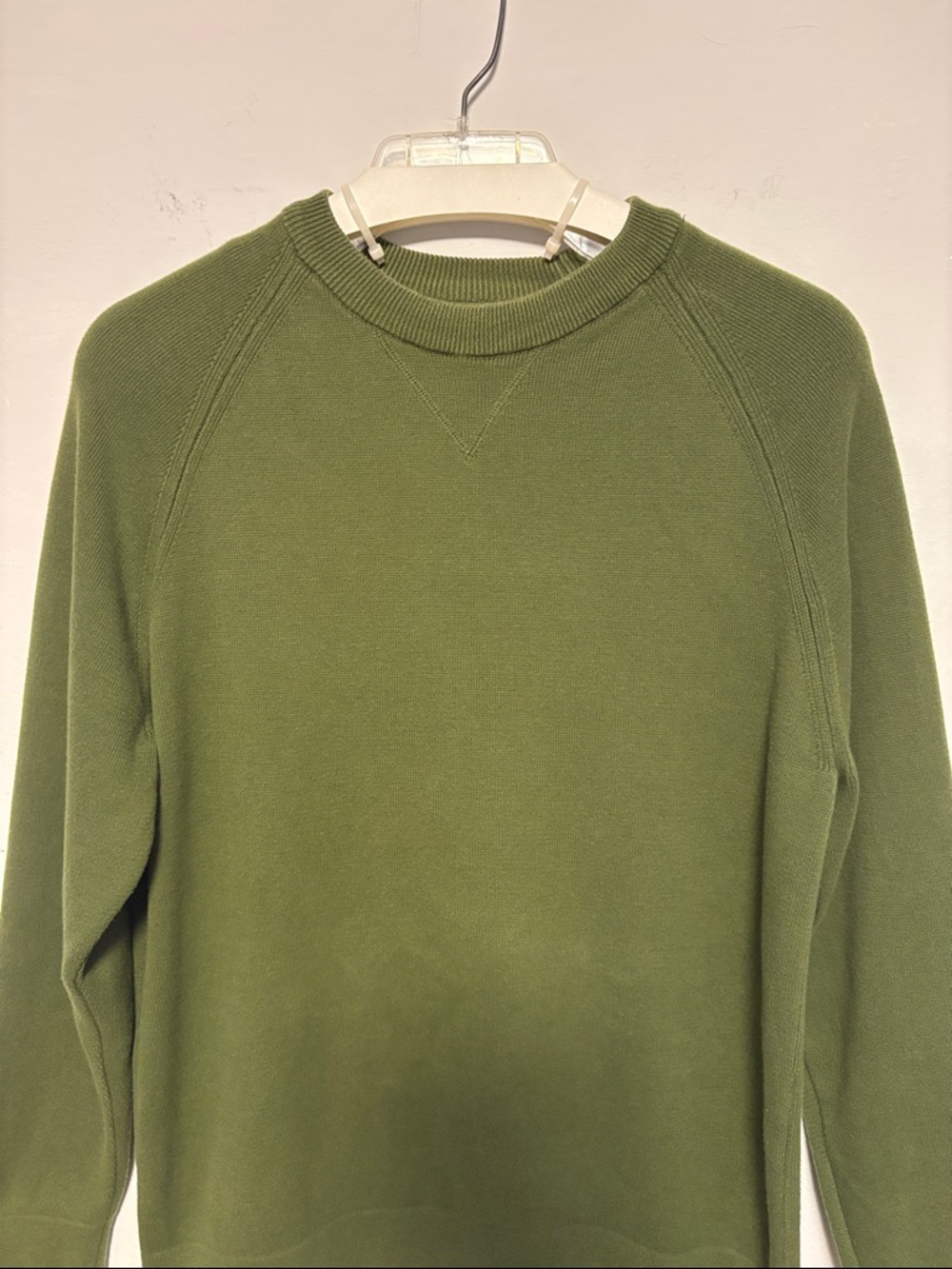 Zara Men's Olive Green Raglan Sleeve Knit Sweater - Picture 2 of 8